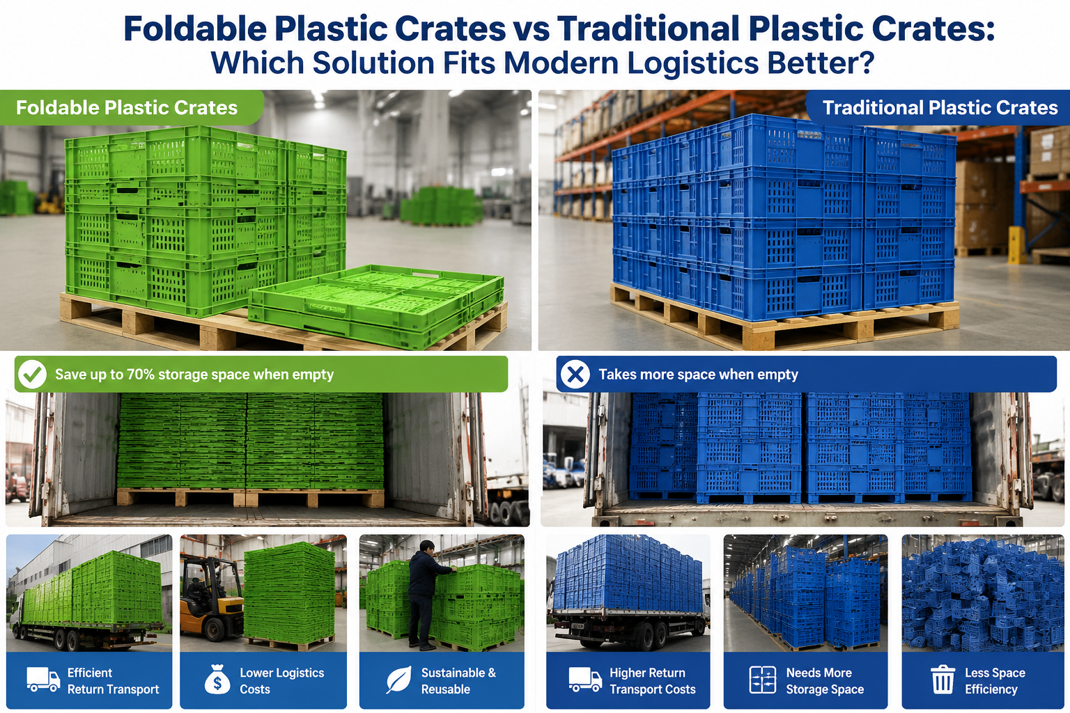 Najnowsze blogi firmy Składane skrzynki plastikowe vs. tradycyjne skrzynki plastikowe: które rozwiązanie lepiej pasuje do nowoczesnej logistyki?