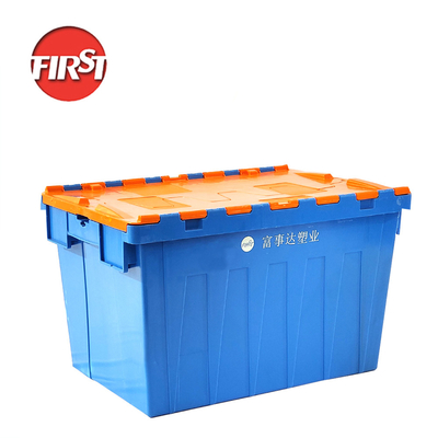 kupować Masywny pudełko niebieski przechowywanie ruchomych Flip Lid plastikowy skrzynia stos gniazdowania skrzynia 600 * 400 * 365mm produkcja online