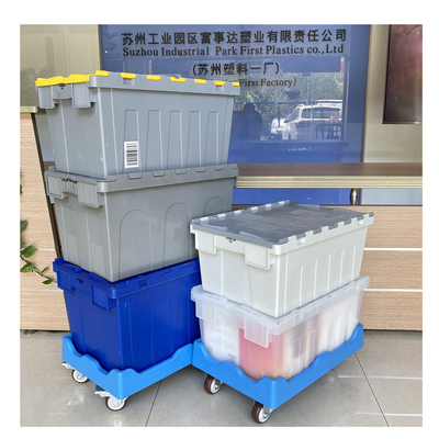 kupować Kustka z tworzyw sztucznych z pokrywkami, nieprzeładowalna i układalna, wymiar wewnętrzny 550*370*350 mm, podlegająca recyklingowi produkcja online