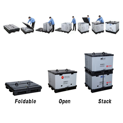 kupować 4-stronny składany plastikowy kontener na palety do części samochodowych Transport i przechowywanie produkcja online